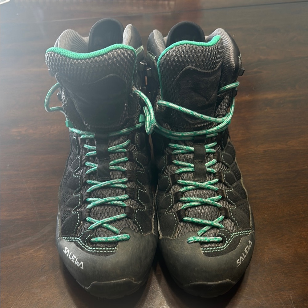 Women's Black and Teal Hiking Boots - Picture 2 of 7